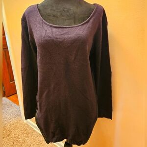 Purple Scoopneck Sweater w/Zipper Accents